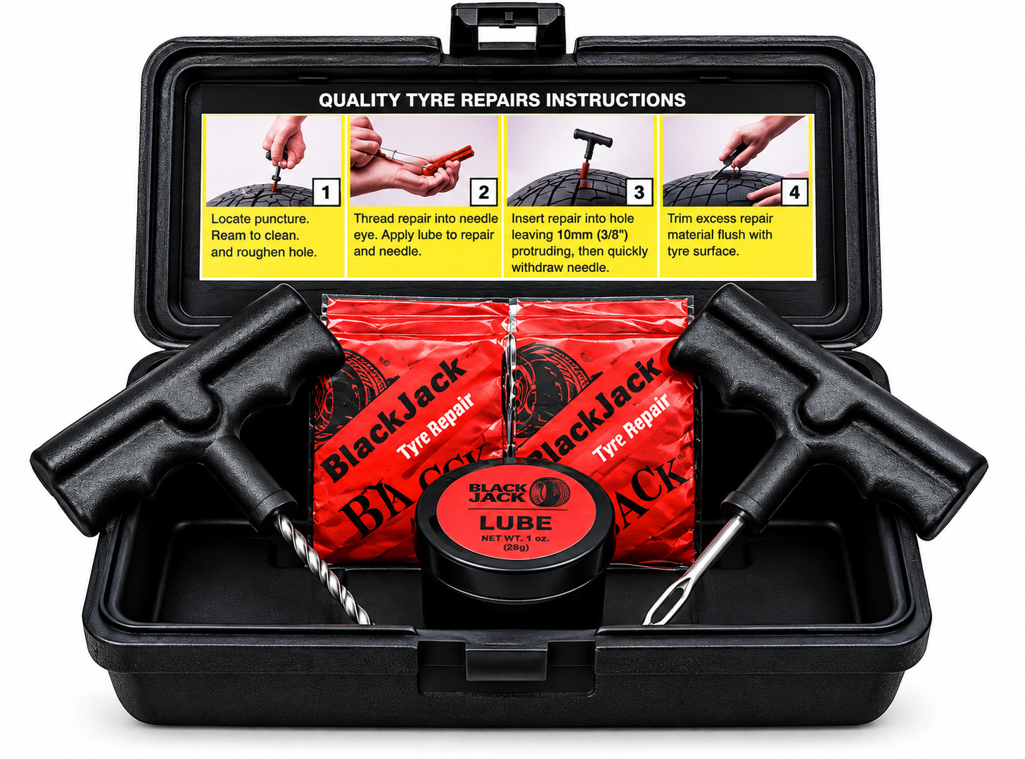 BlackJack BJK20s Tyre/Tire Puncture Repair Kit 20 Self-Vulcanizing Plugs USA