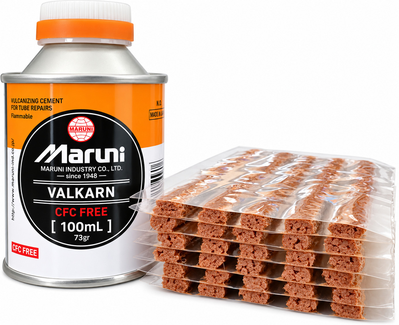 30 Pcs MARUNI Tubeless Tyre Repair Plugs & 100ml Clear Vulcanizing Cement