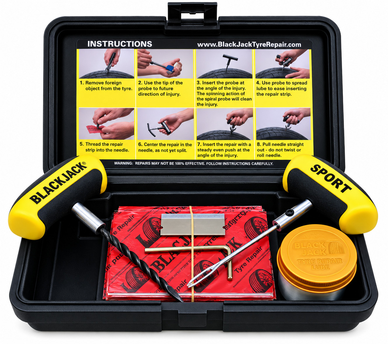 BlackJack BJKT-220 Tubeless Tyre Plug Repair Kit Sports Made In USA