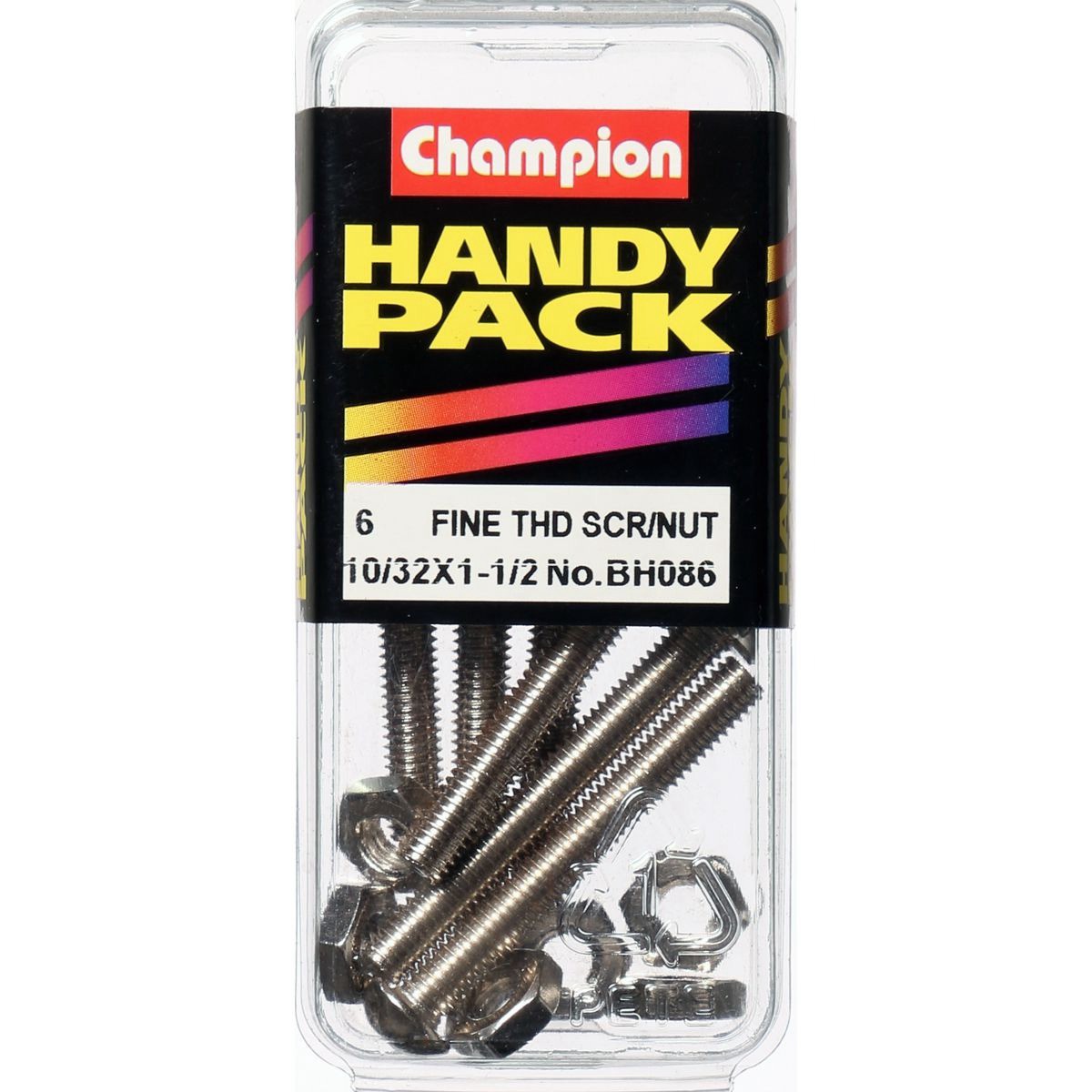 Champion Nickel Plated Pan Slot Machine Screws & Nuts – 10/32in x 1-1/2in - BH08