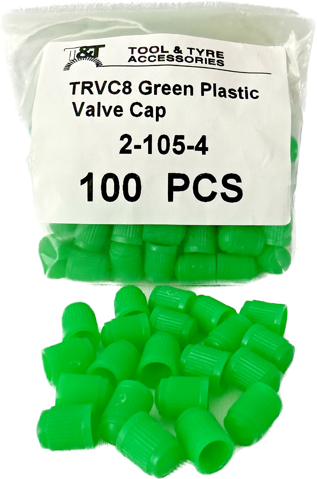 Tool & Tyre Accessories 320116 Green Plastic Tyre Valve Caps Nitrogen x100