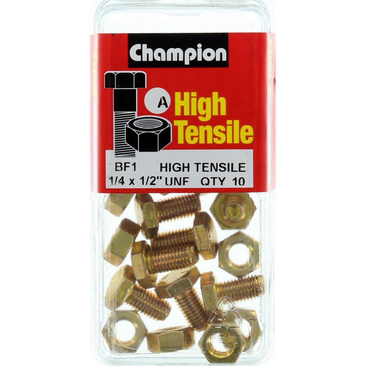 Champion High Tensile Hex Set Screws & Nuts – 1/4in x 1/2in UNF Grade 5 - BF1