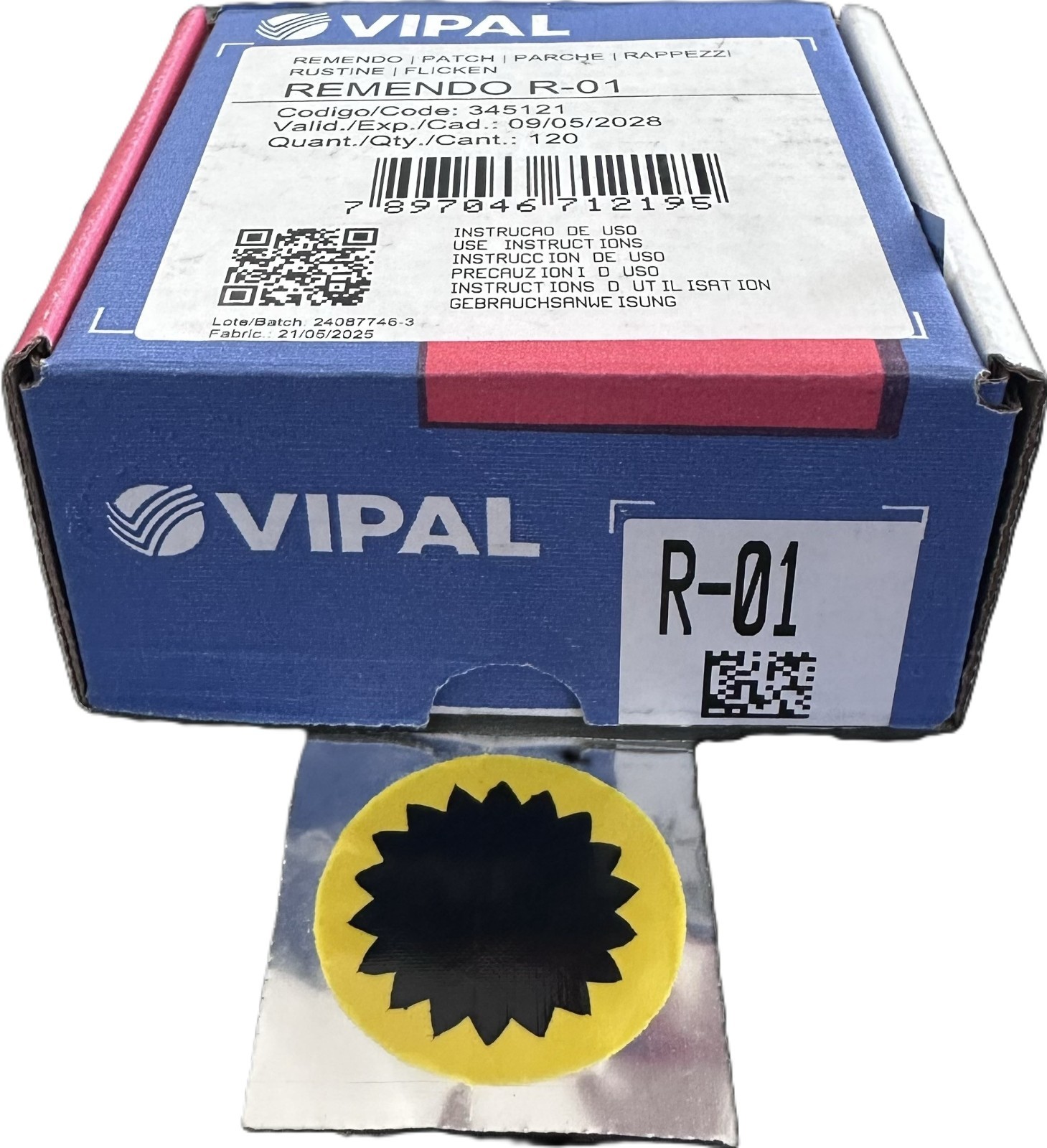 120 Pcs Vipal Tyre/Tire Tube Repair Patch 40mm Round R-01 Made in Brazil