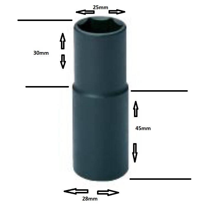 Vulcanize Supplies 01488 Double Ended 1/2 Inch Impact Socket 19mm x 21mm