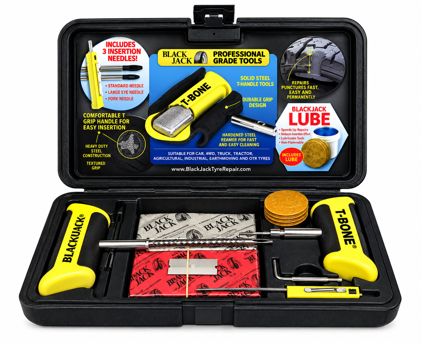 BlackJak BJKT-340 Tubeless Tyre Plug Repair Kit Black Jack T-Bone USA