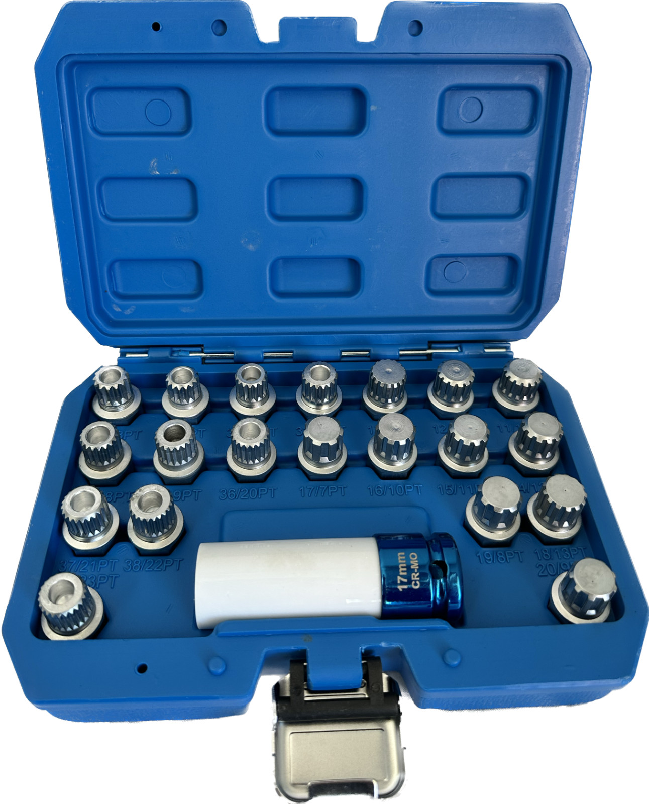 T&T ET6052 BMW 21 Pieces Spline Style Locking Wheel Nut Socket Set