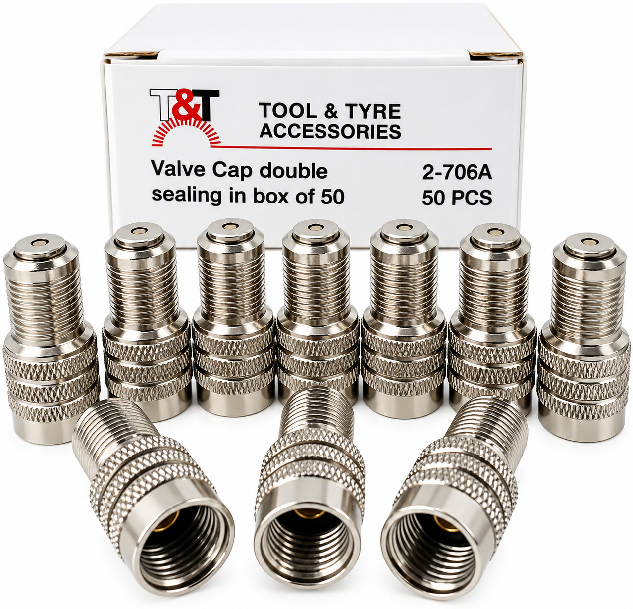 50 pcs Double Seal Inflate Through Tyre Tire Valve Caps Stems Trucks Semis 21534
