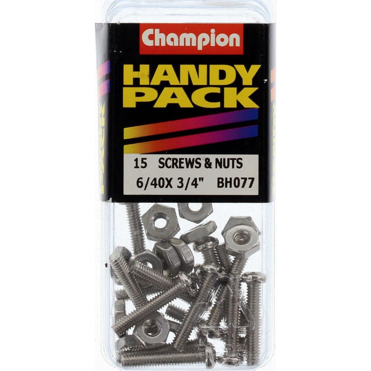 Champion Nickel Plated Pan Slot Machine Screws & Nuts – 6/40in x 3/4in - BH077