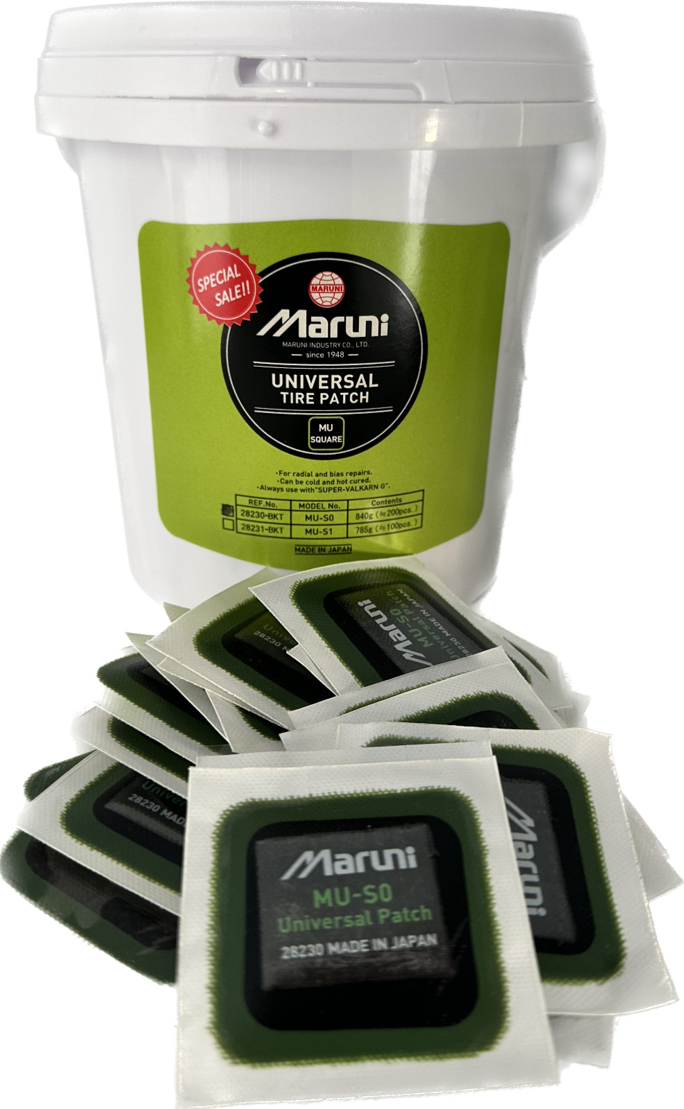 200 Pcs Maruni MU-S0 Universal Tyre/Tire Repair Patch 45mm Square Made In Japan