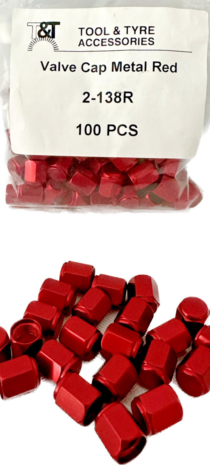 Tool & Tyre Accessories Metal Tyre Valve Red Caps 100 Piece 320117