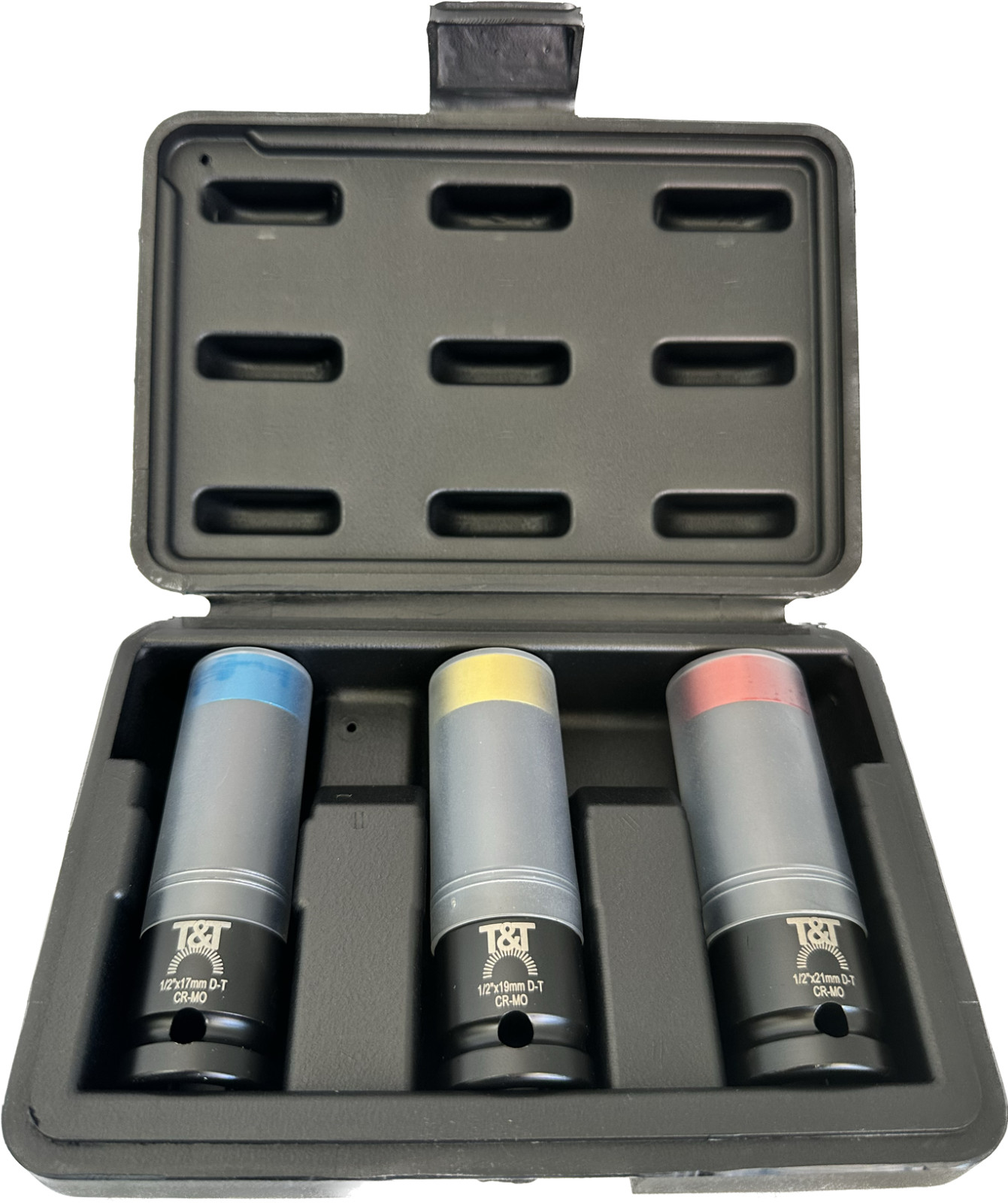 T&T ETR3 3 Piece 1/2 Drive Thin Wall Deep Impact Wheel Nut Metric Sockets
