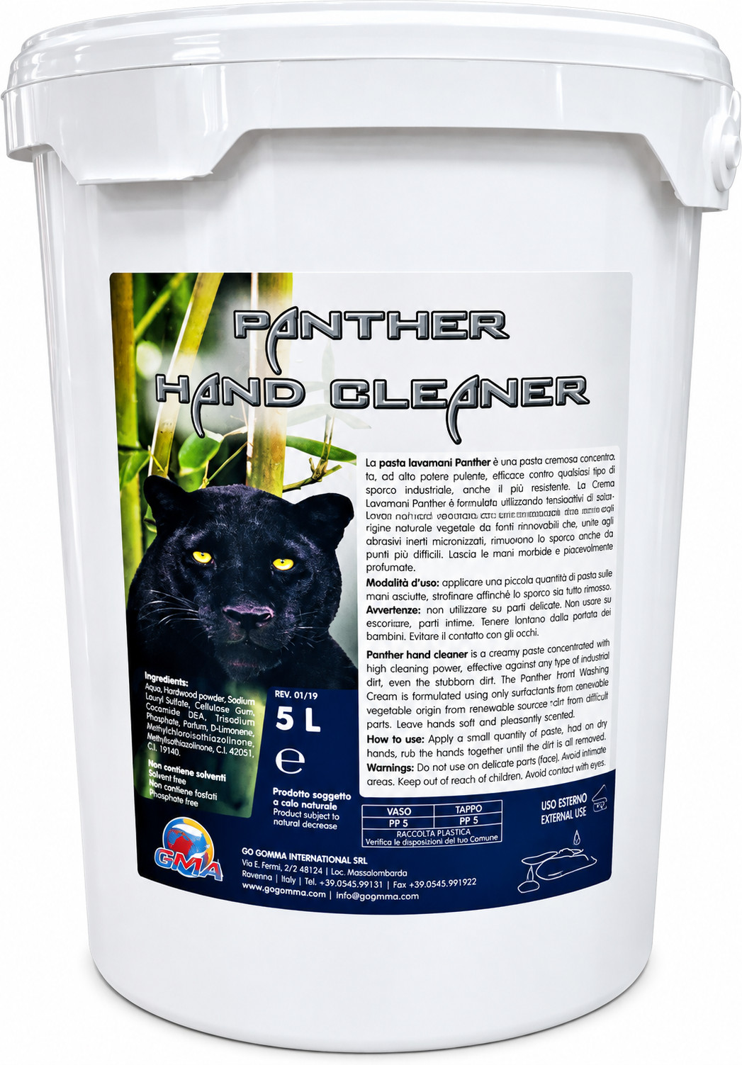 Power Panther Industrial Grade Hand Cleaner 5 Litre Fragrance Free Italy PPHC5L