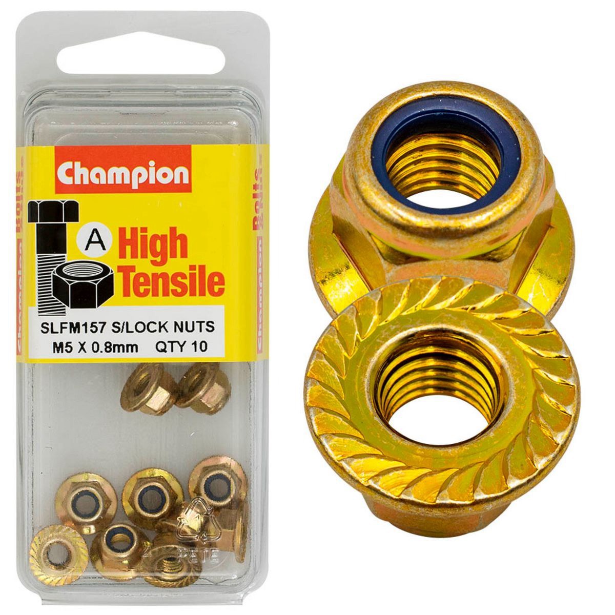 Champion Flanged Self-Locking Hex Nut – Nylon Insert – M5 x 0.8mm Door Hardware