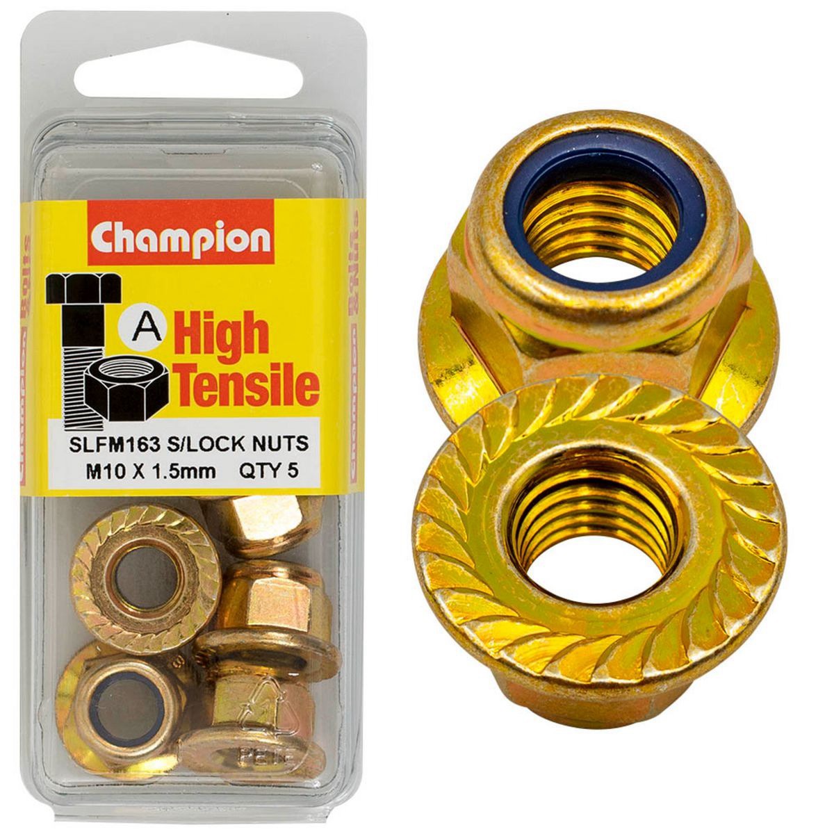 Champion Flanged Self-Locking Hex Nut – Nylon Insert – M10 x 1.50mm Auto