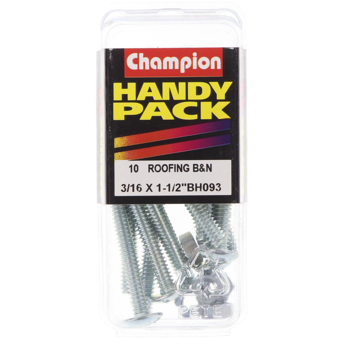 Champion Zinc Plated Mushroom Head Roofing Bolts & Nuts – 3/16in x 1-1/2in UNC -