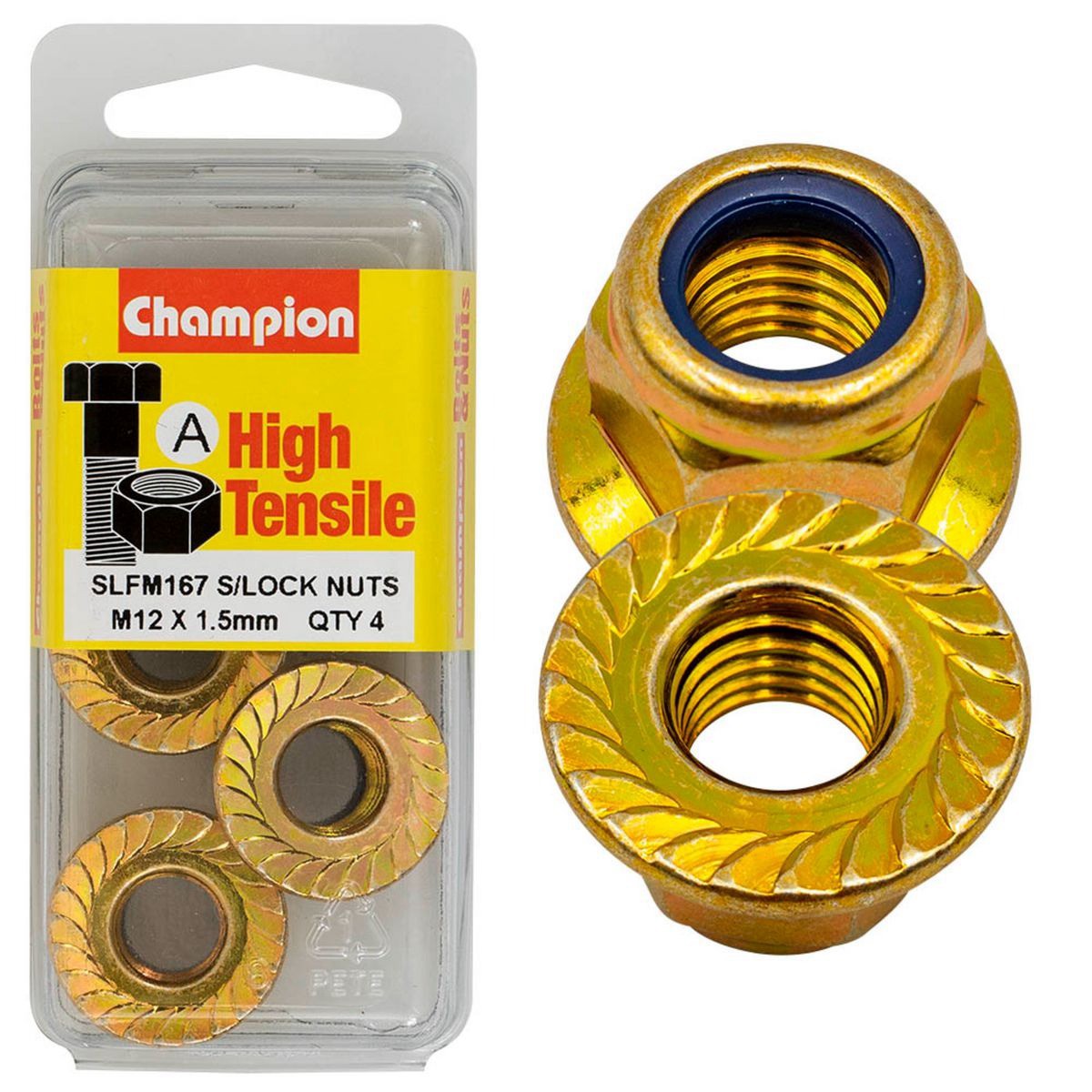 Champion Flanged Self-Locking Hex Nut – Nylon Insert – M12 x 1.50mm Auto