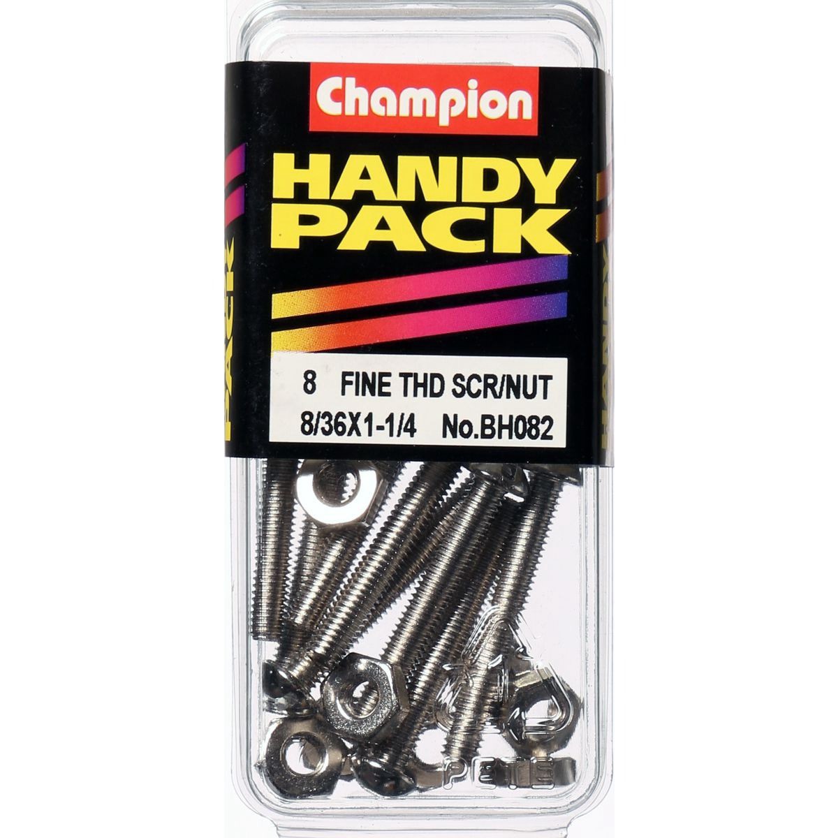 Champion Nickel Plated Pan Slot Machine Screws & Nuts – 8/36in x 1-1/4in - BH082