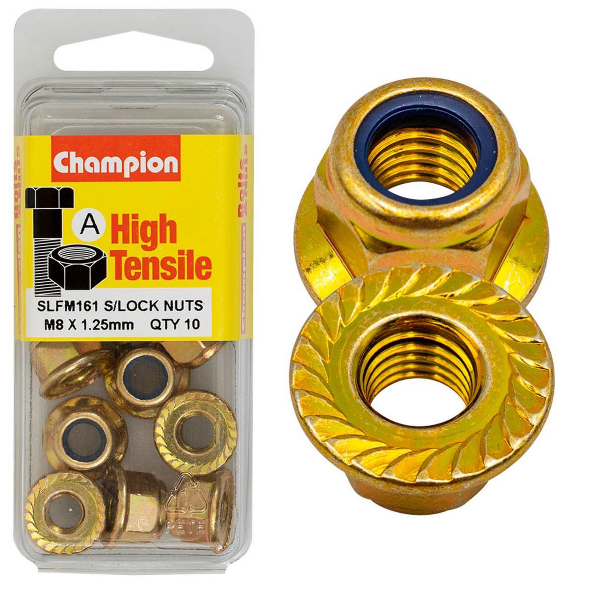 Champion Flanged Self-Locking Hex Nut – Nylon Insert – M8 x 1.25mm Door Hardware