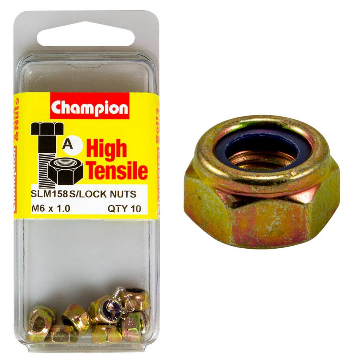 Champion Self-Locking Hex Nut with Nylon Insert – M6 x 1.00mm - SLM158 Auto