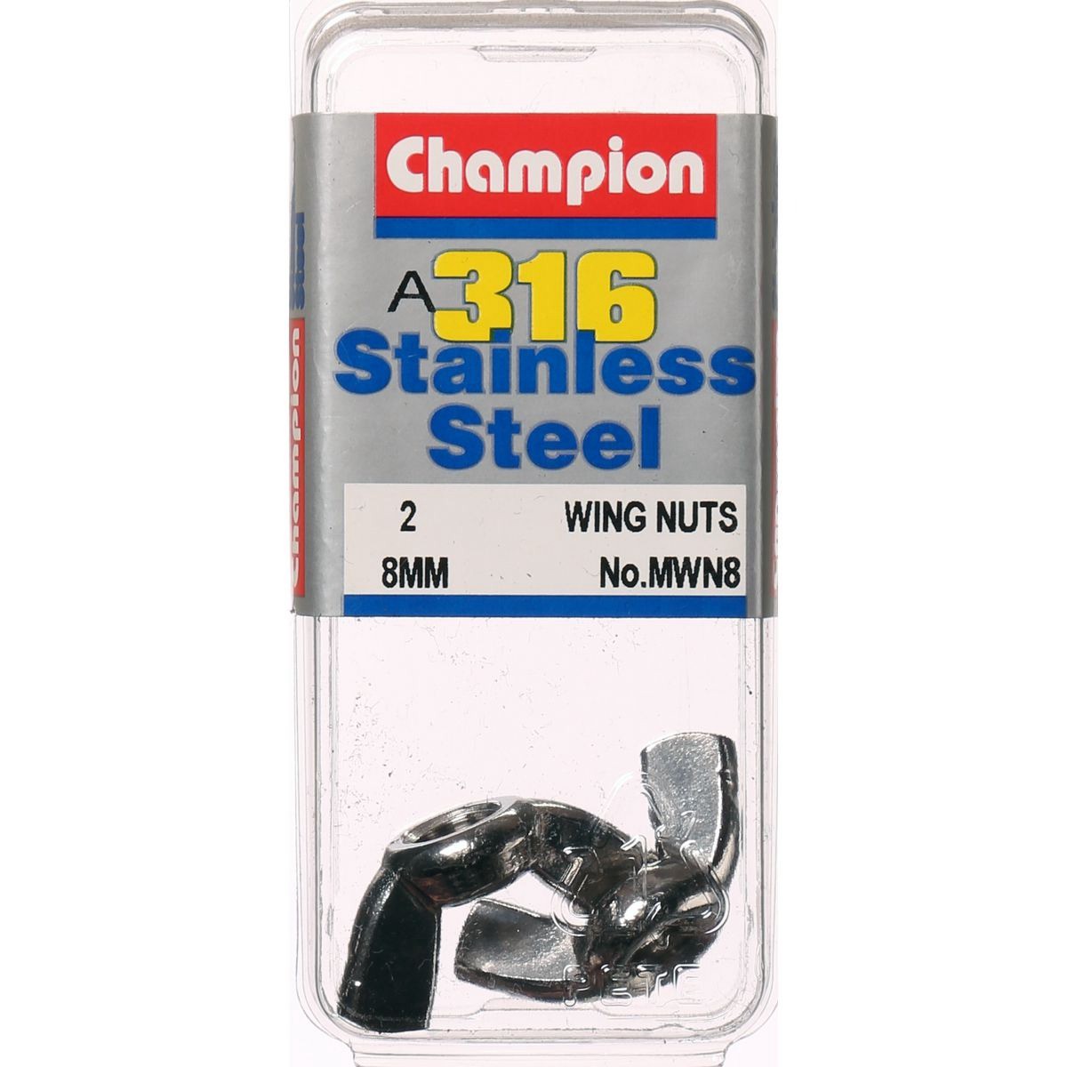 Champion 316/A4 Stainless Steel Wing Nuts – M8 x 1.25 - MWN8 Hardware