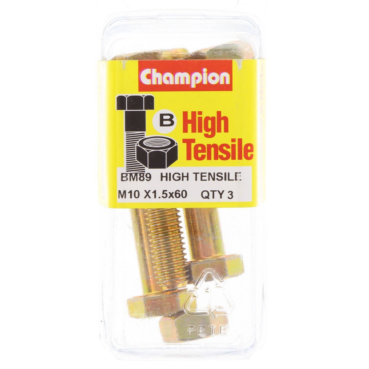 Champion High Tensile Hex Bolts & Nuts – M10 x 60mm Grade 8.8 - BM89 Hardware