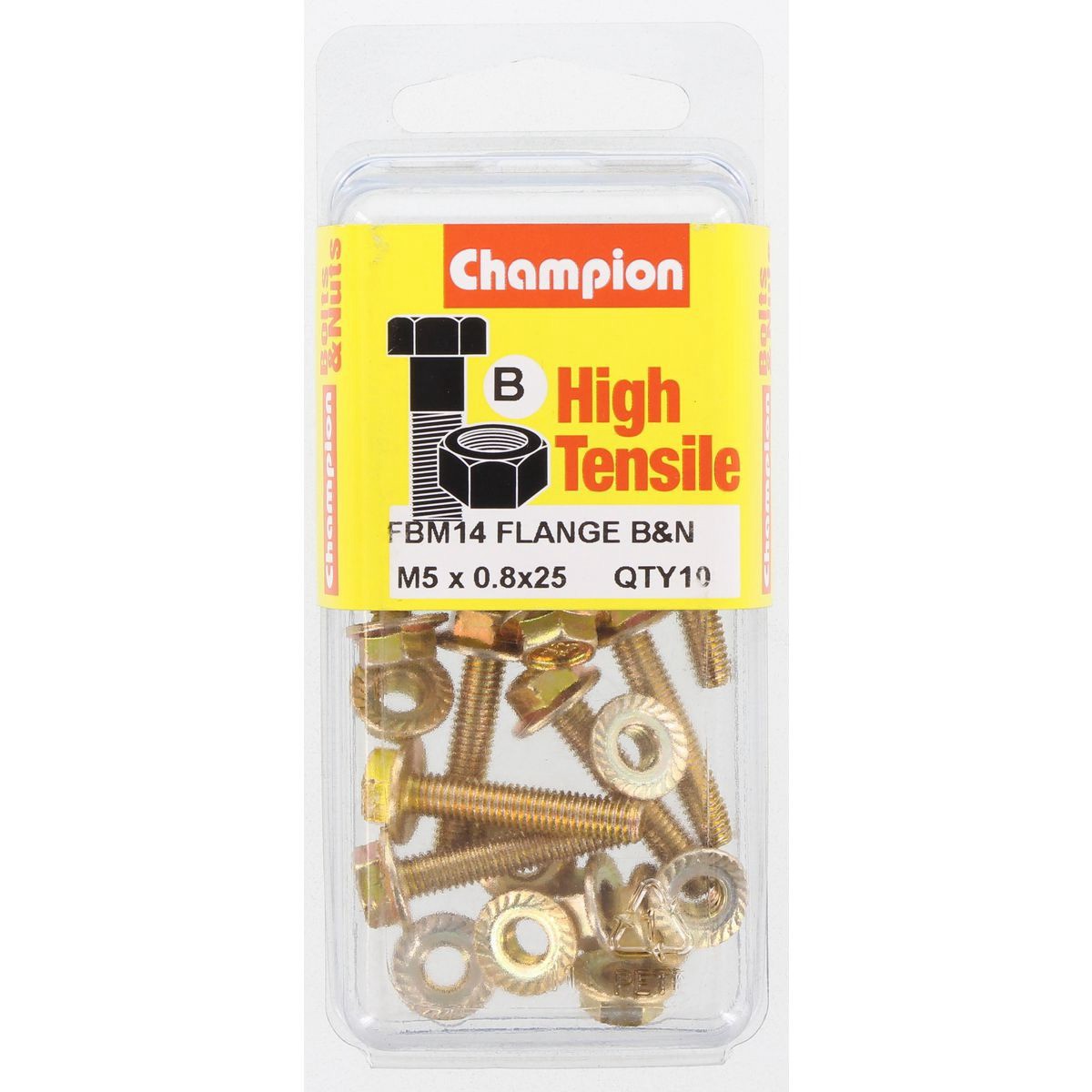 Champion High Tensile Flanged Hex Set Screws & Nuts – M5 x 25mm (8AF) Grade 8.8