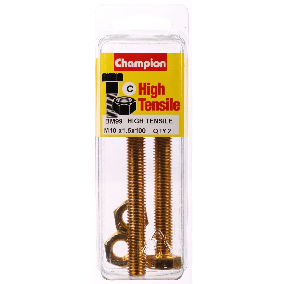 Champion High Tensile Hex Set Screws & Nuts – M10 x 100mm Grade 8.8 - BM99 Auto