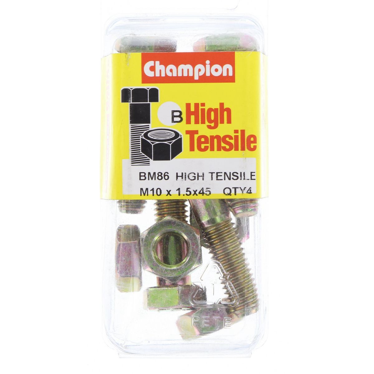 Champion High Tensile Hex Bolts & Nuts – M10 x 45mm Grade 8.8 - BM86 Hardware