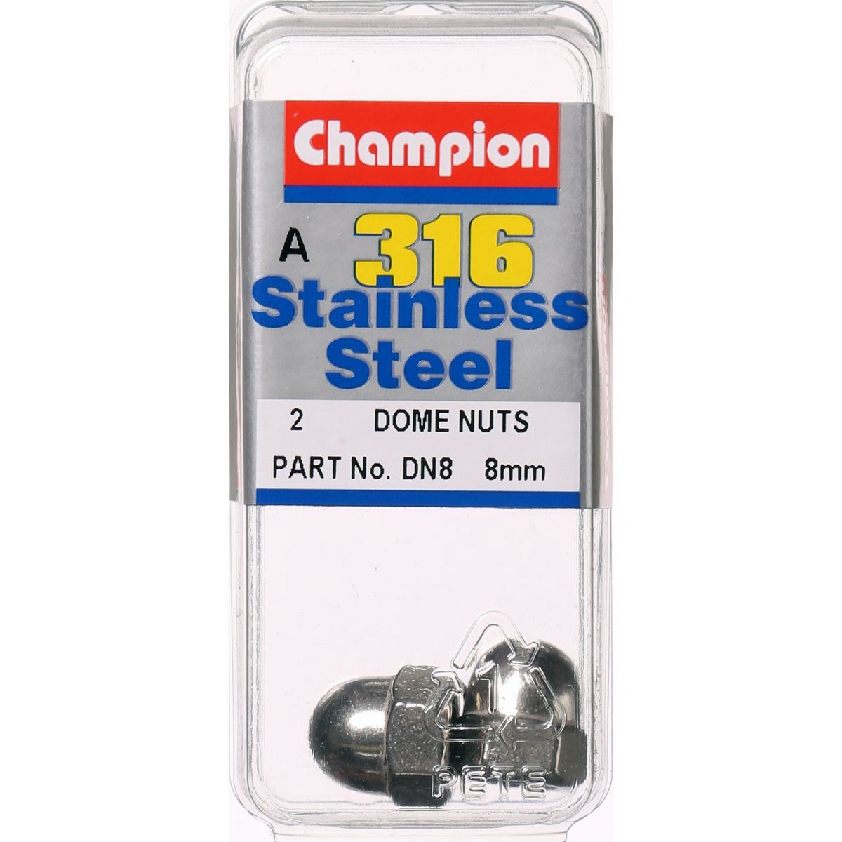 Champion 316/A4 Stainless Steel Hex Dome Nut – M8 x 1.25mm - DN8 Hardware