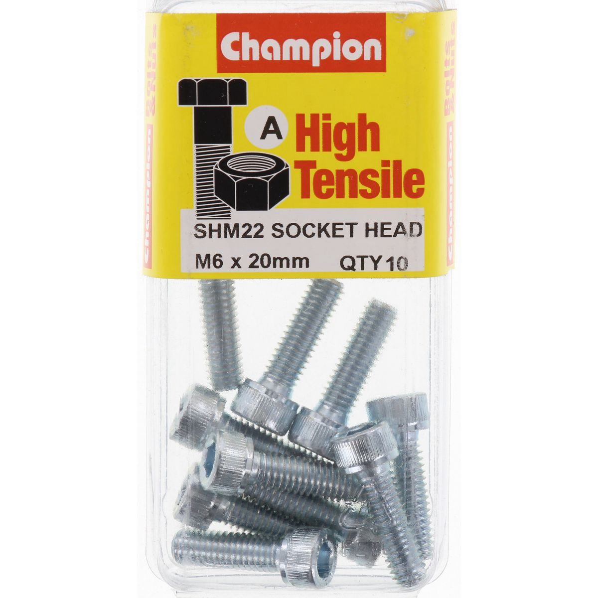 Champion Zinc Plated High Tensile Socket Head Cap Screw – M6 x 20mm - SHM22 Auto