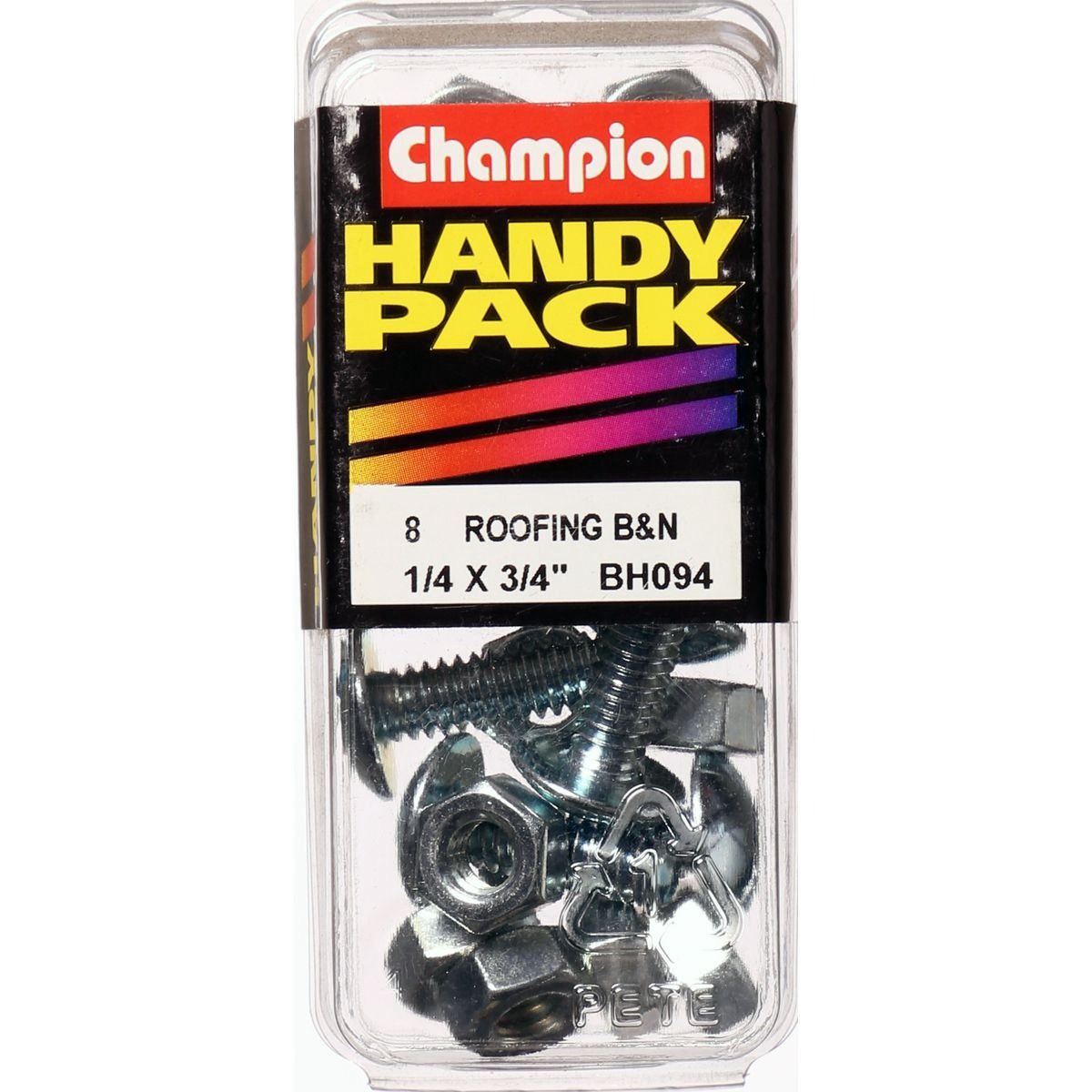 Champion Zinc Plated Mushroom Head Roofing Bolts & Nuts – 1/4in x 3/4in UNC - BH