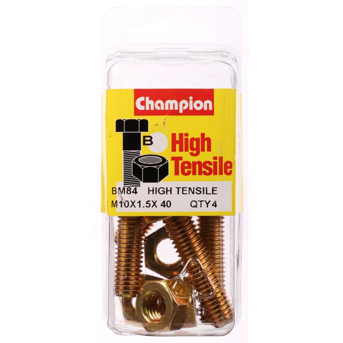 Champion High Tensile Hex Set Screws & Nuts – M10 x 40mm Grade 8.8 - BM84 Auto