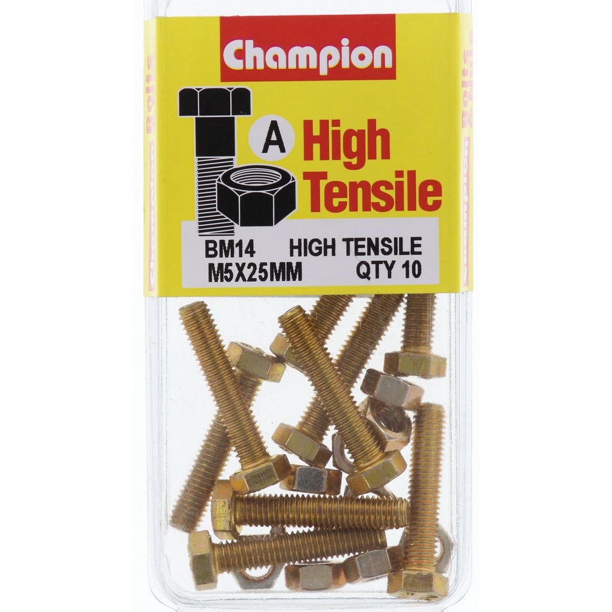 Champion High Tensile Hex Set Screws & Nuts – M5 x 25mm Grade 8.8 - BM14 Auto