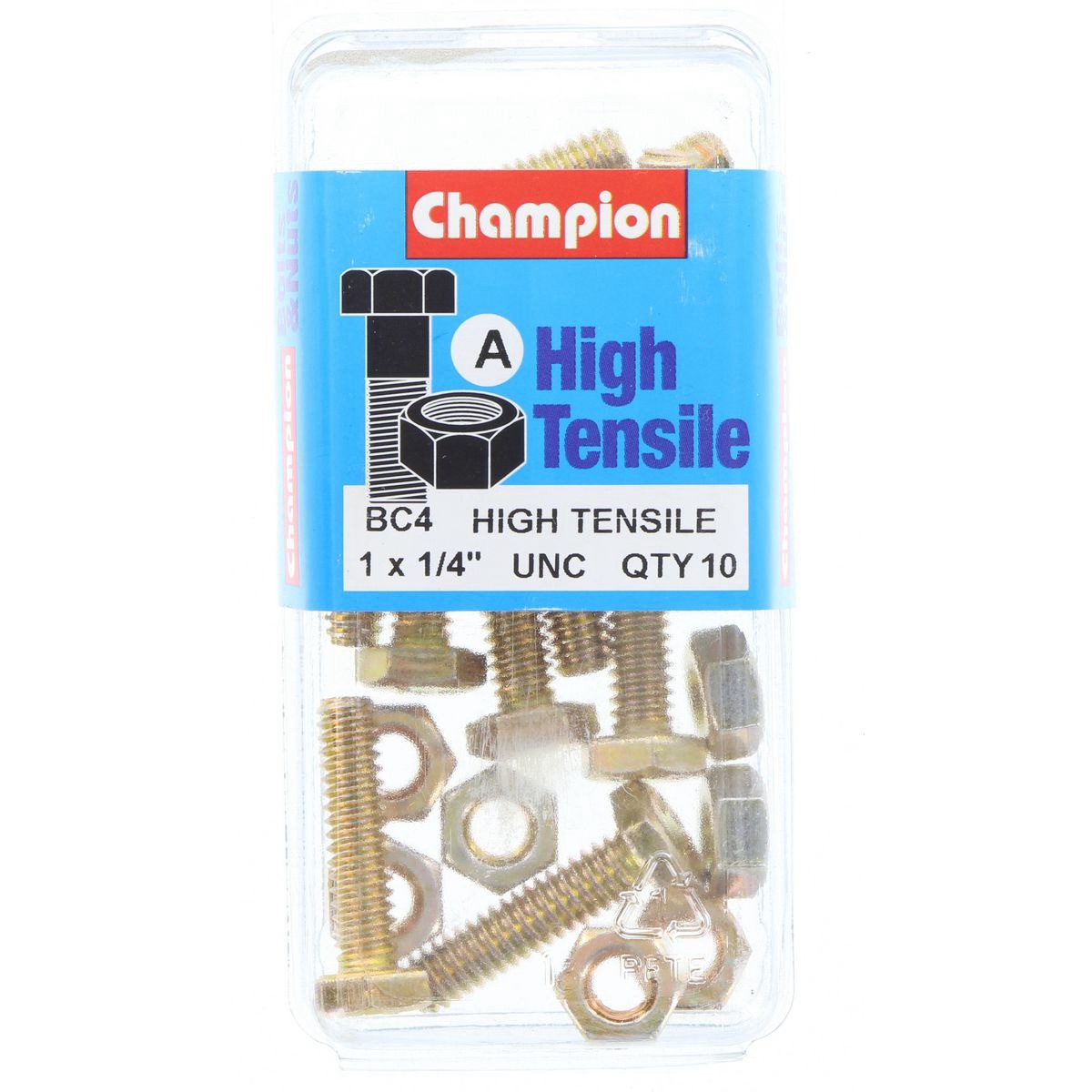 Champion High Tensile Hex Set Screws and Nuts – 1/4in x 1in UNC – Grade 5 - BC4
