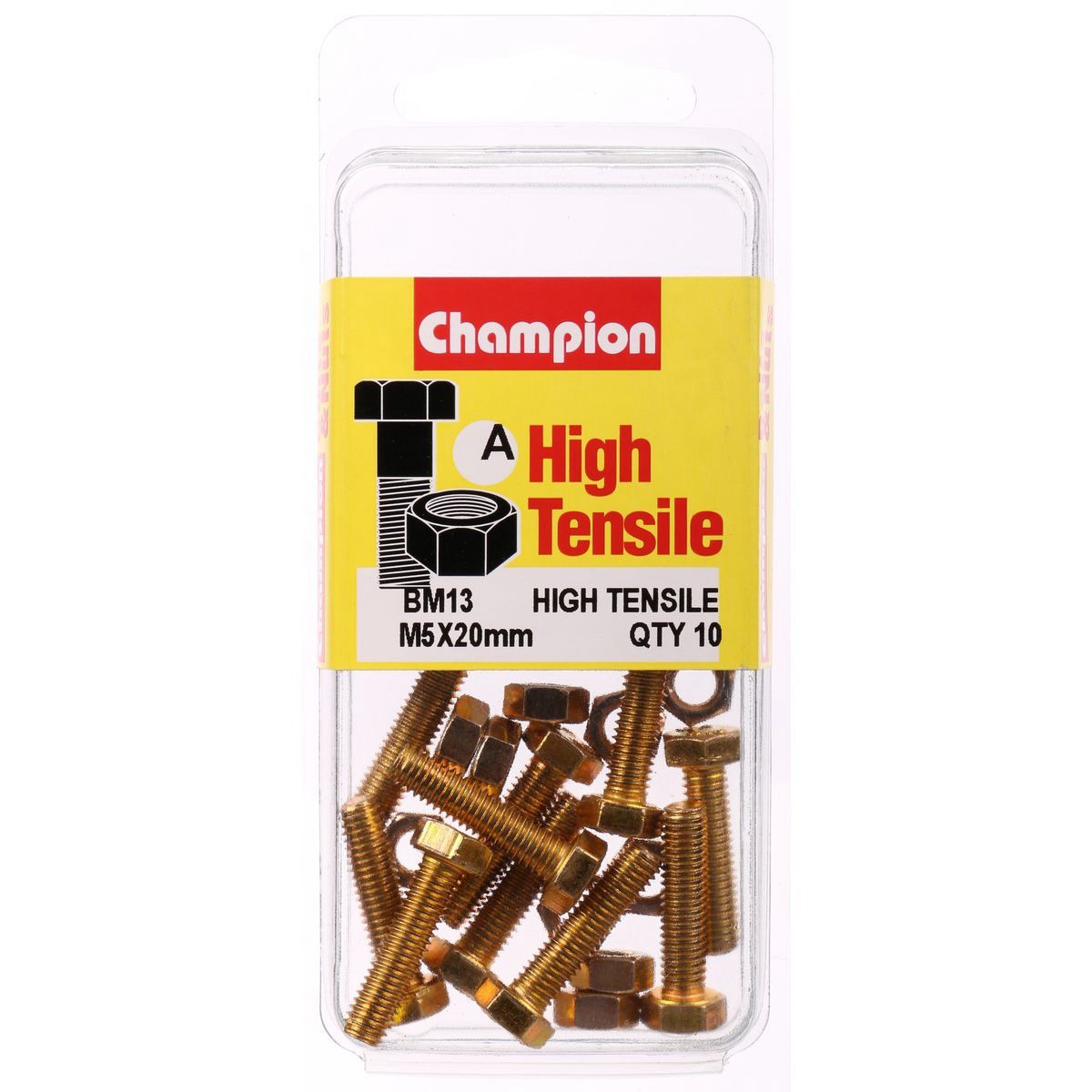 Champion High Tensile Hex Set Screws and Nuts – M5 x 20mm – Grade 8.8 - BM13 DIY