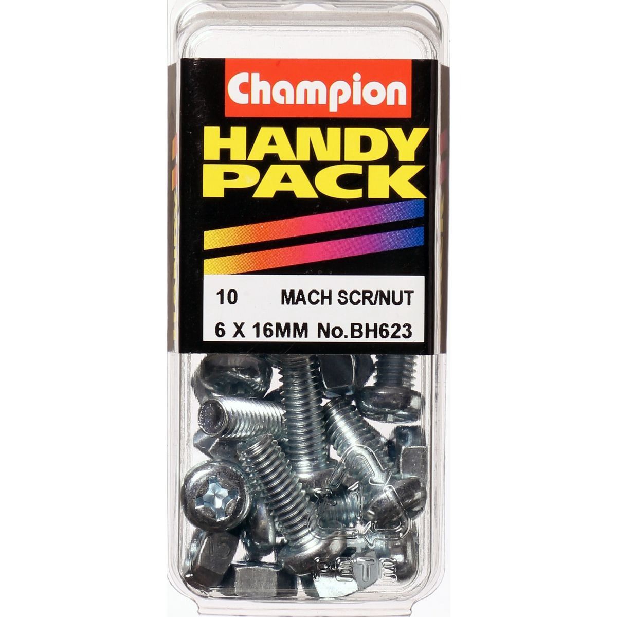 Champion Zinc Plated Pan Head Phillips Machine Screws and Nuts – M6 x 16mm - BH6
