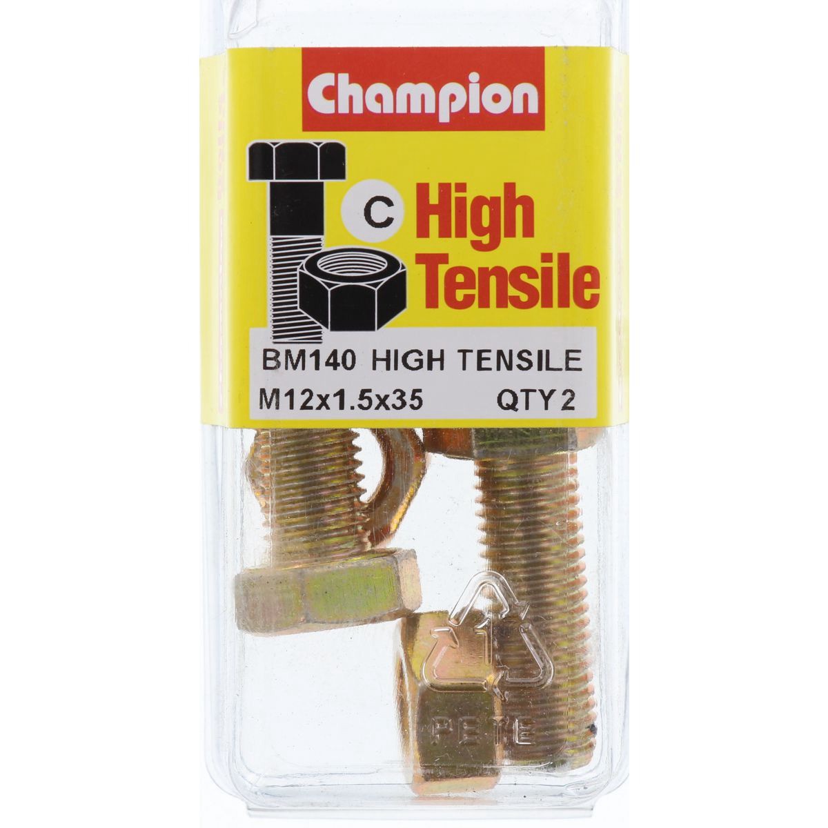 Champion High Tensile Hex Set Screws & Nuts – M12 x 35 x 1.5mm Grade 8.8 - BM140