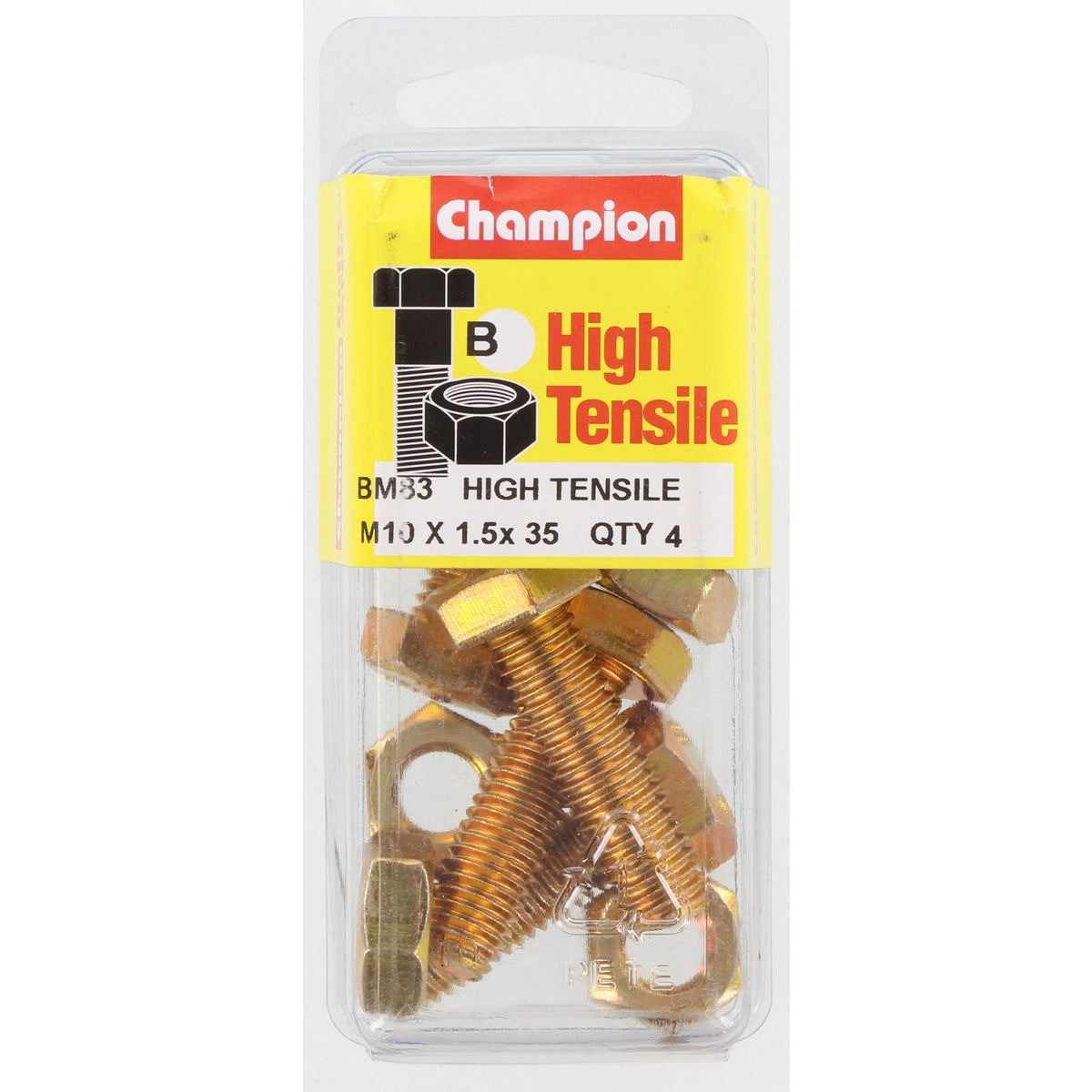 Champion High Tensile Hex Set Screws and Nuts – M10 x 35mm – Grade 8.8 - BM83