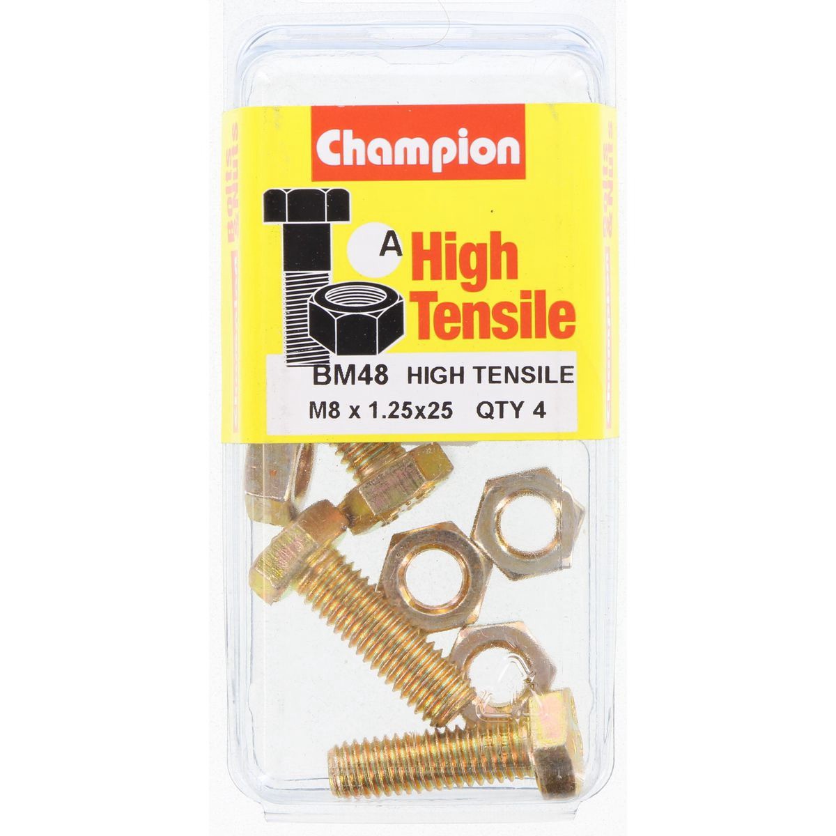 Champion High Tensile Hex Set Screws and Nuts – M8 x 25mm – Grade 8.8 - BM48 DIY