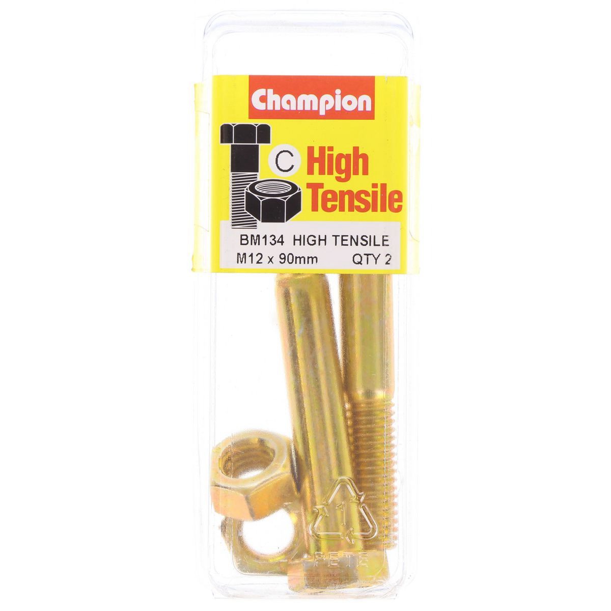 Champion High Tensile Hex Bolts & Nuts – M12 x 90mm Grade 8.8 - BM134 Hardware