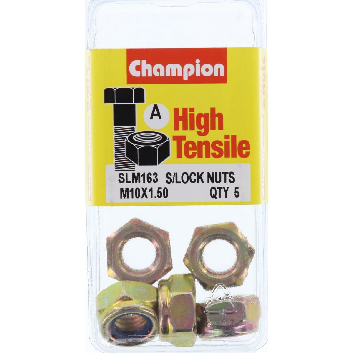 Champion Self-Locking Hex Nut with Nylon Insert – M10 x 1.5mm - SLM163 Auto