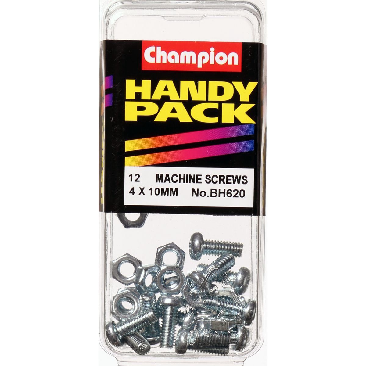 Champion Zinc Plated Pan Head Phillips Machine Screws & Nuts – M4 x 10mm - BH620