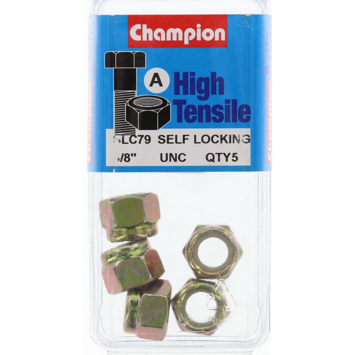 Champion Self-Locking Hex Nut with Nylon Insert – 3/8in UNC - SLC79 Auto