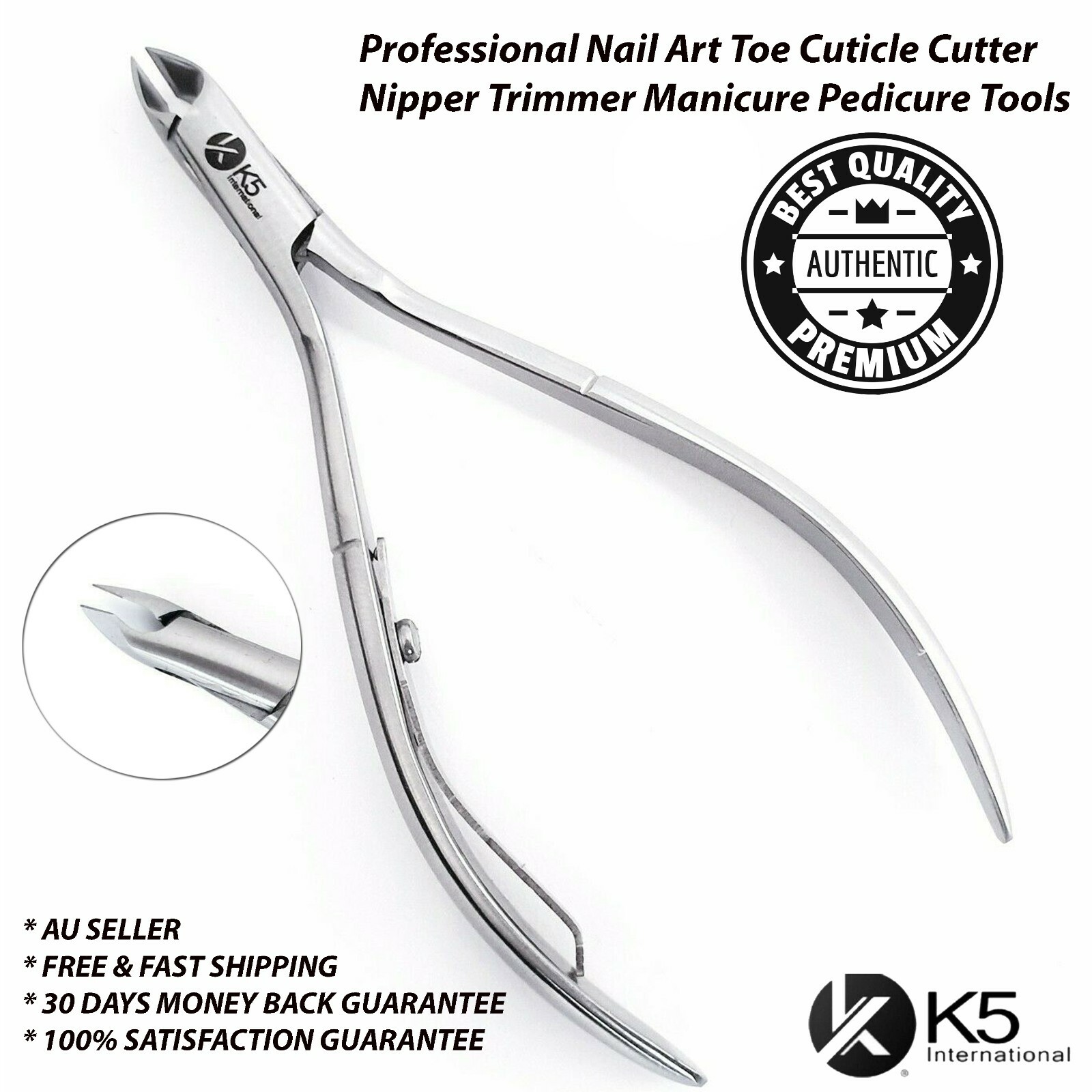 K5 International Toe Cuticle Nipper Japanese Stainless Steel Curved 10cm Manual