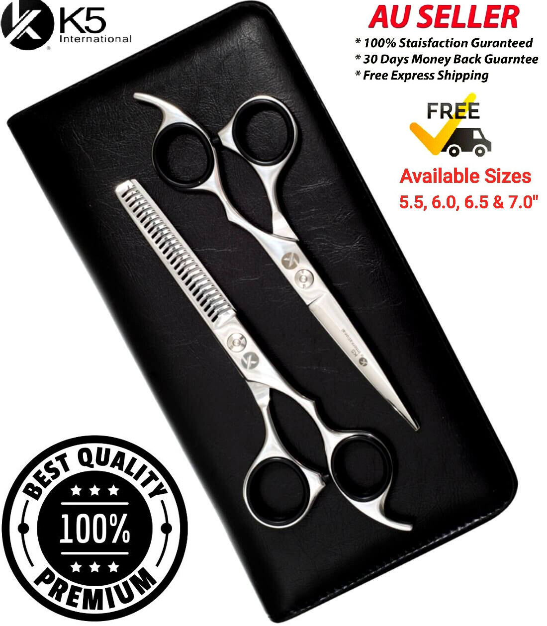 K5 International Hairdressing Scissors Thinning Shears Set Japanese Steel 5.5