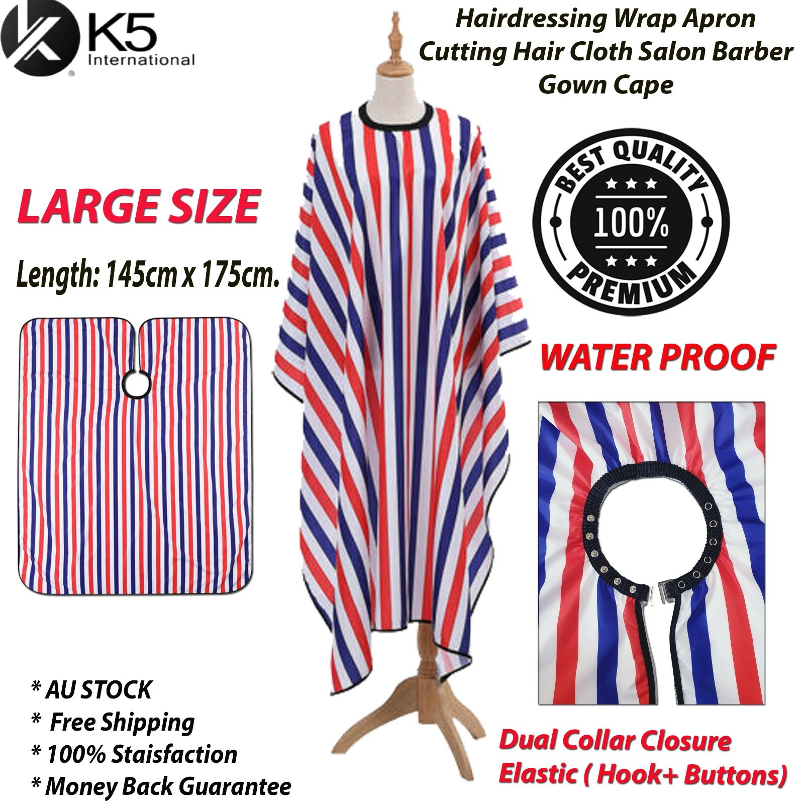 K5 International Barber Hairdressing Styling Adjustable Polyester 145cm 175cm