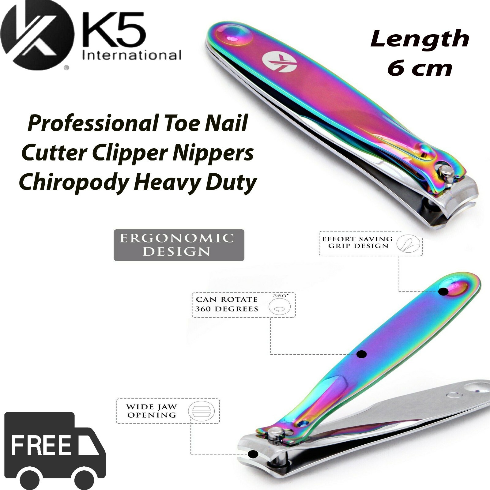 K5 International Toe Nail Clipper Heavy Duty Thick Nails Titanium Coated AUS