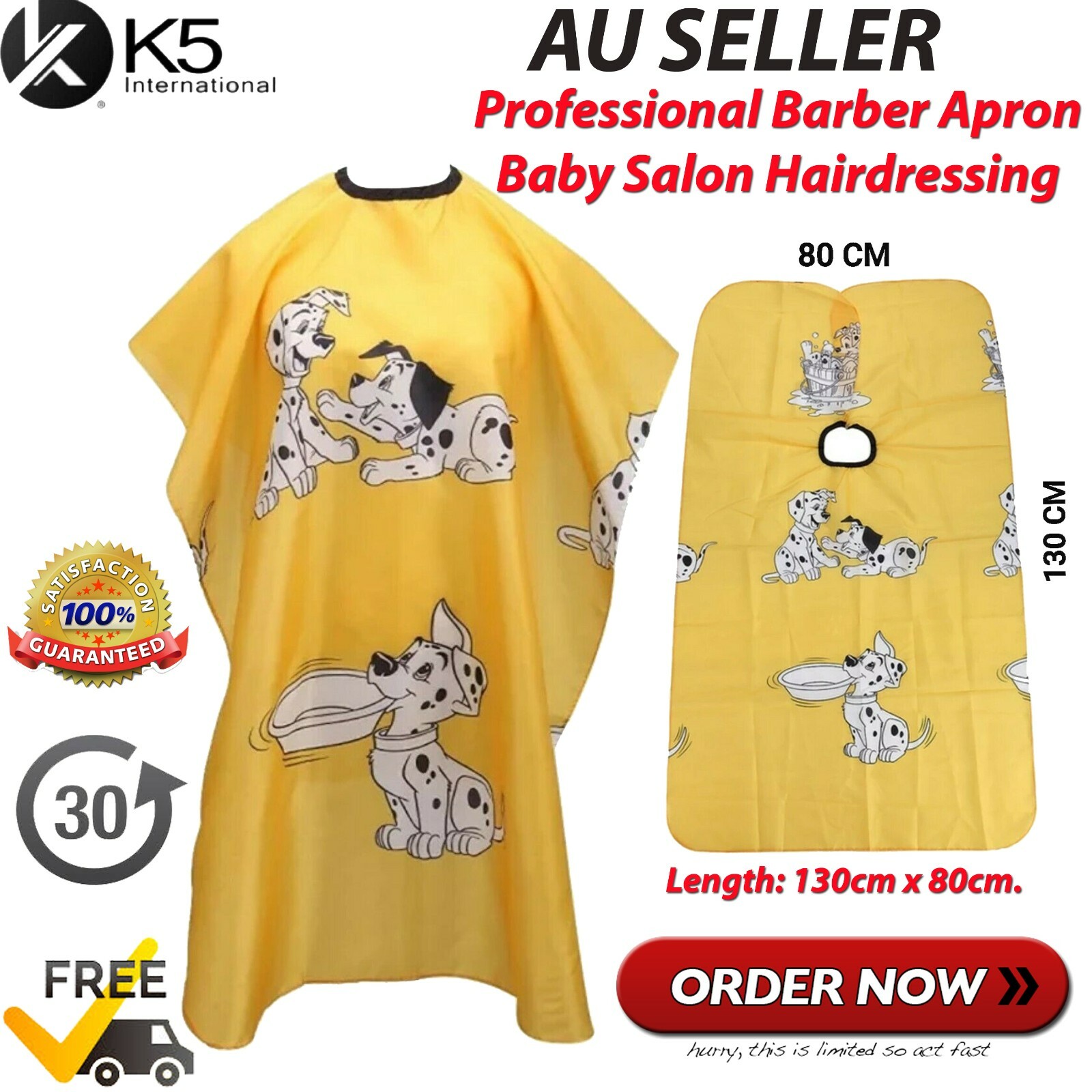 K5 International Baby Hair Cape Child Yellow Adjustable Polyester 130cm x 80cm