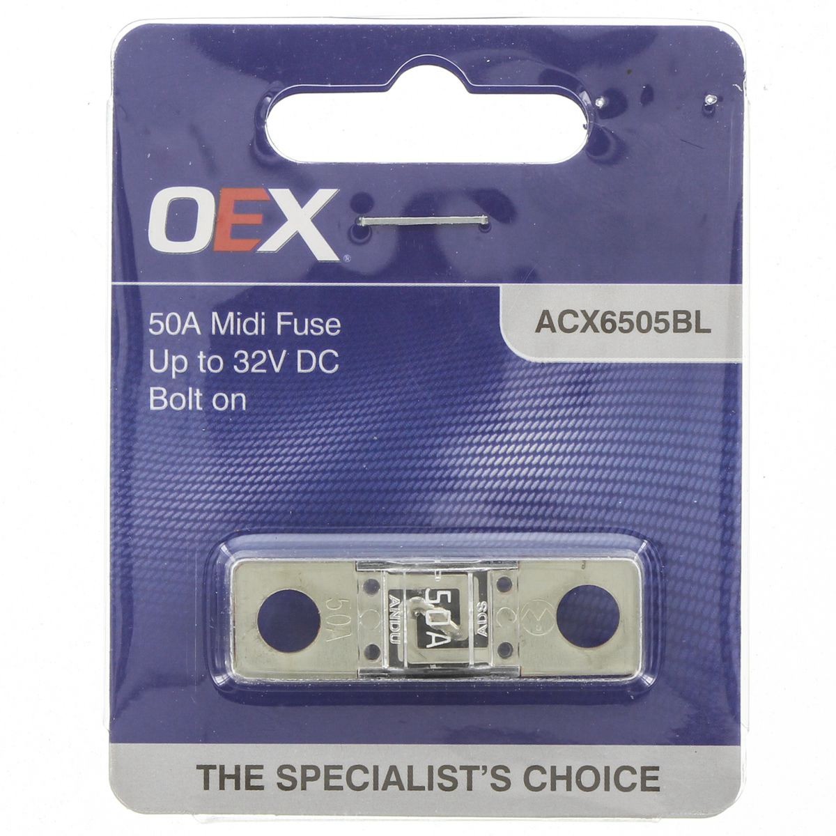 OEX Midi Fuse, 50A Bolt On - Single Pack - ACX6505BL Car Wiring Adapter