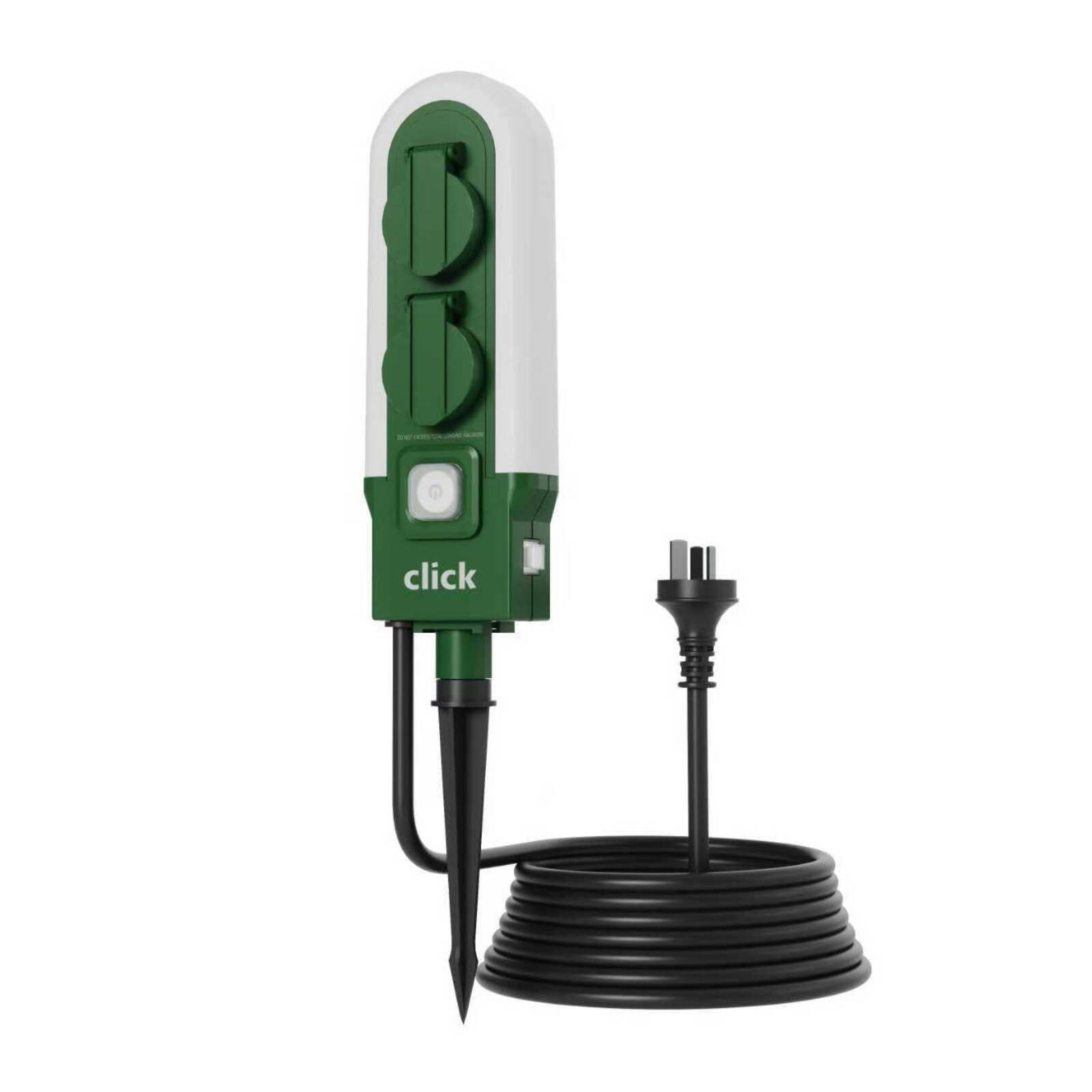 Click 2 Outlet Garden Stake Power Board With Light